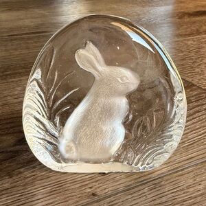 Zajecar Bunny Rabbit Paperweight Lead Crystal Yugoslavia